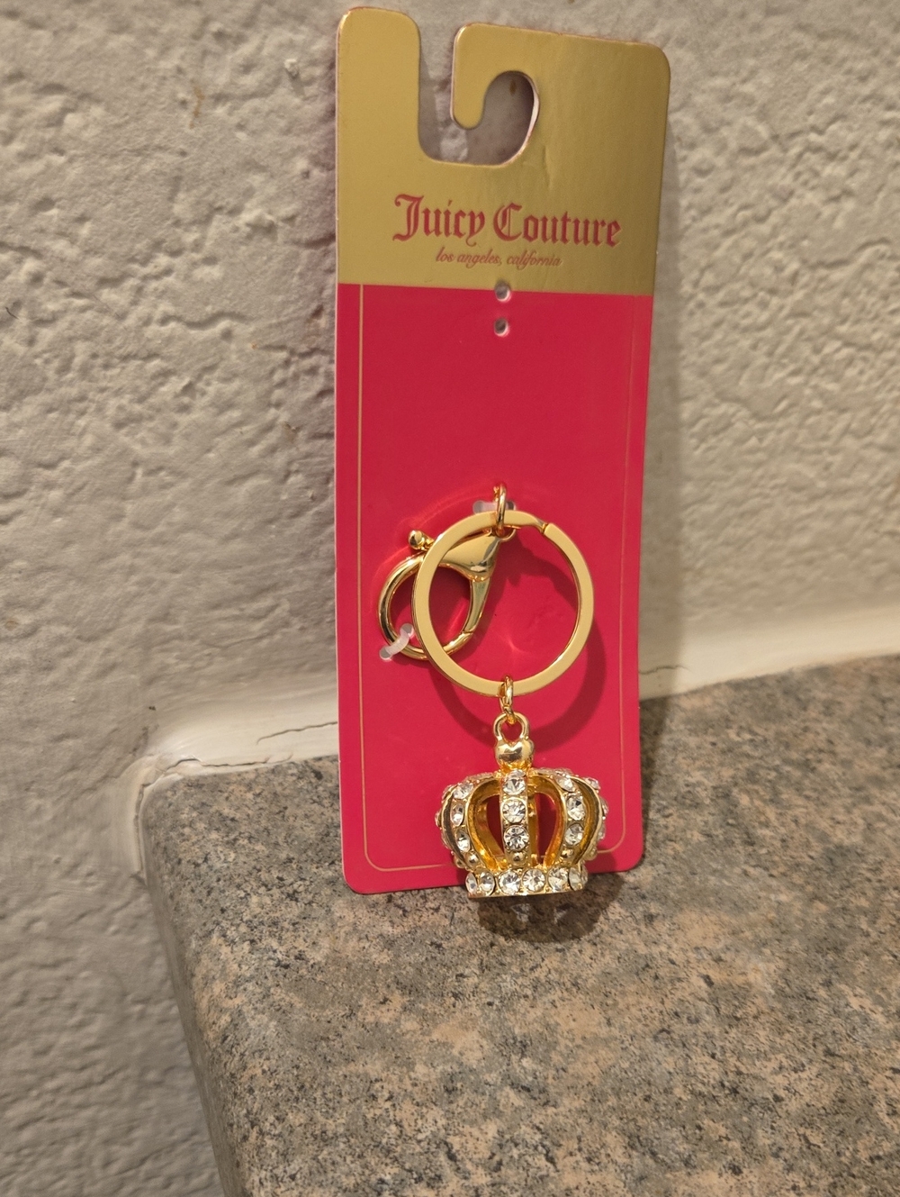 Juicy Couture Gold Crystal Crown Keychain